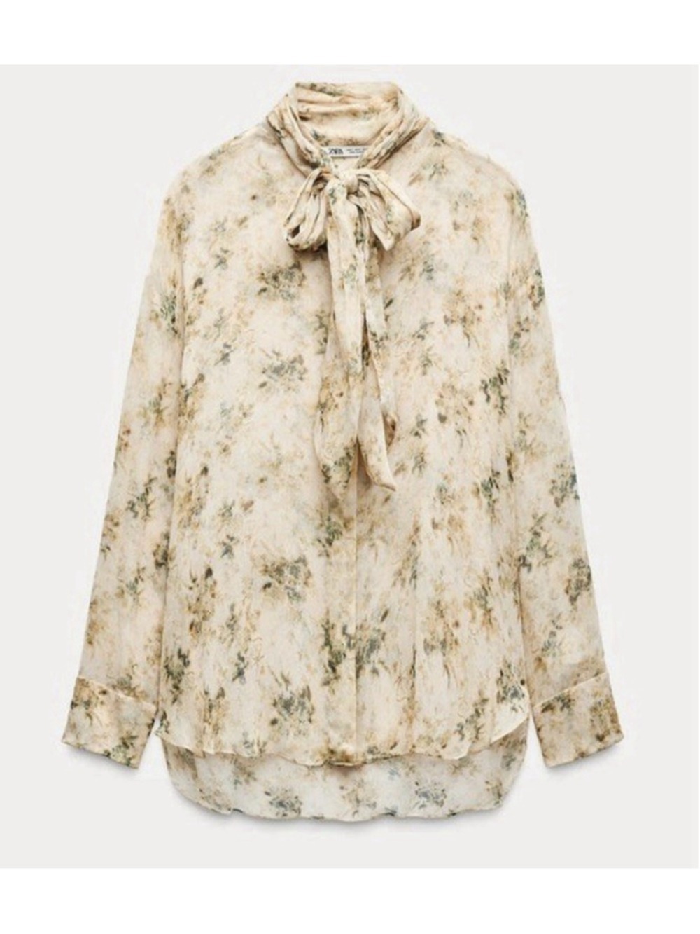 Zara Sheer Floral Tie Blouse - Size Large
